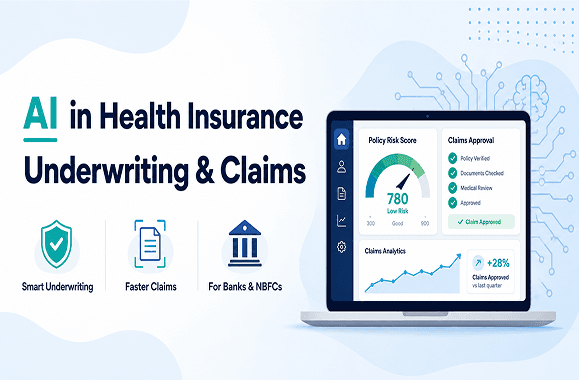 How AI Is Transforming Health Insurance Underwriting and Claims in India (for Banks & NBFCs). Cover image